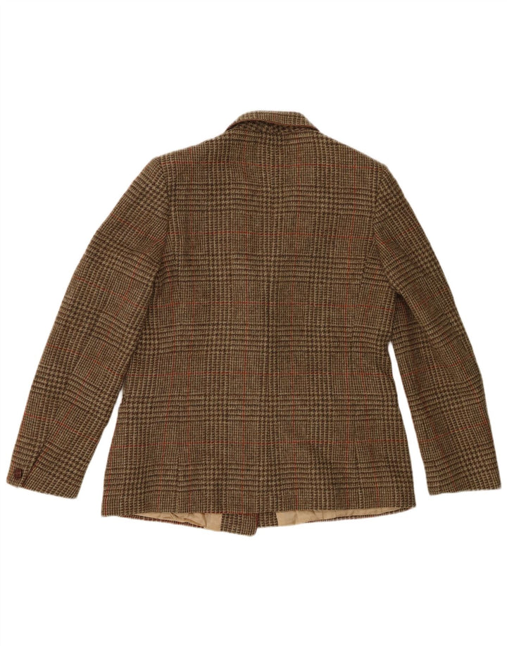 Giacca blazer doppiopetto da donna Brora UK 14 pied de poule marrone medio