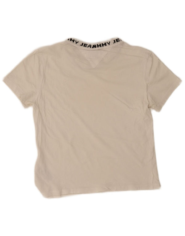 T-shirt grafica corta da donna Tommy Hilfiger Top UK 12 cotone bianco medio