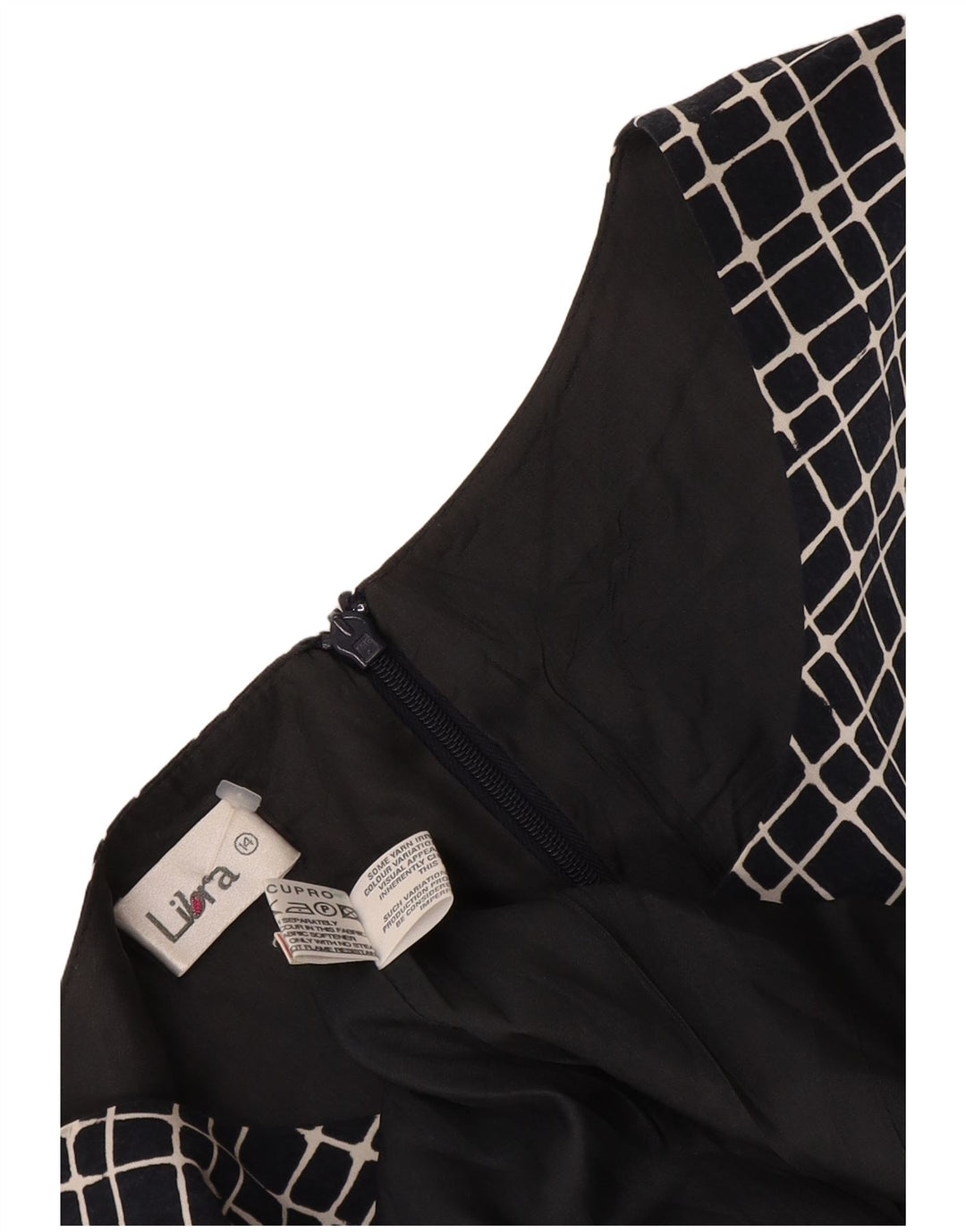 Abito tubino senza maniche da donna Libra UK 14 cotone medio a quadri blu navy