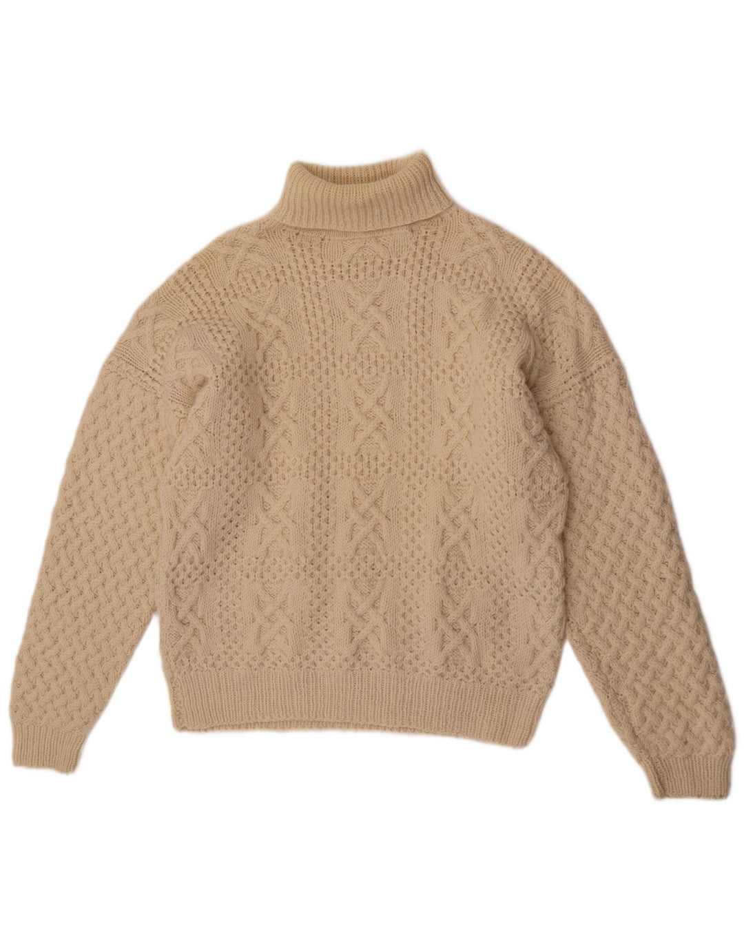 Maglione maglione vintage da uomo con collo alto XL bianco sporco