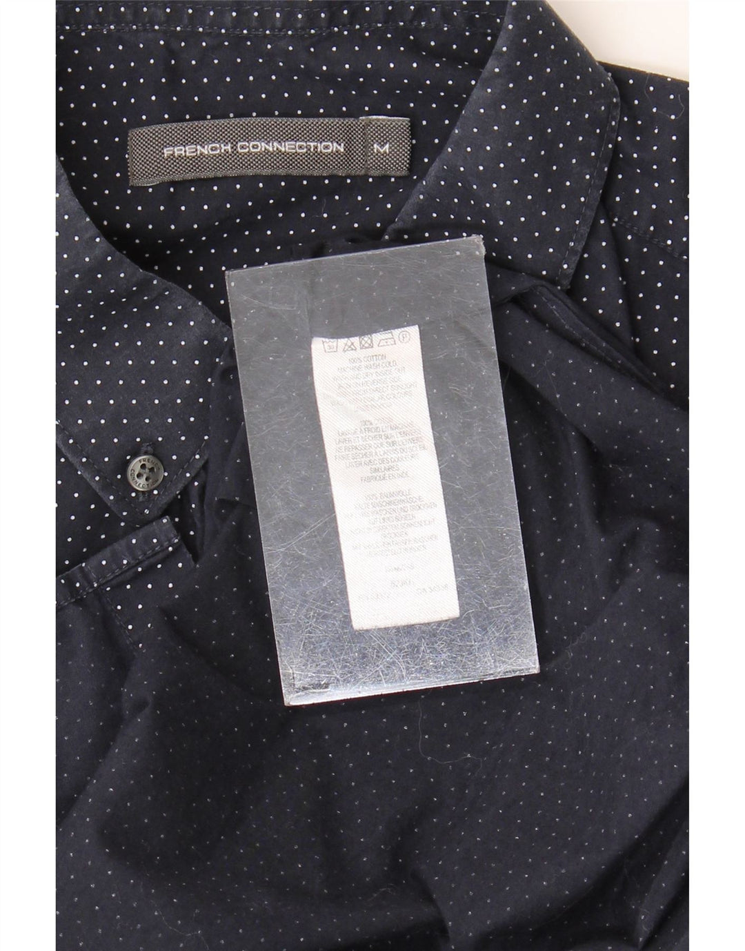 Camicia a maniche corte da uomo French Connection in cotone maculato blu navy medio