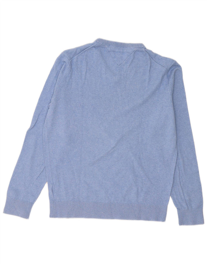 Maglione maglione con scollo a V da uomo Tommy Hilfiger grande cotone blu