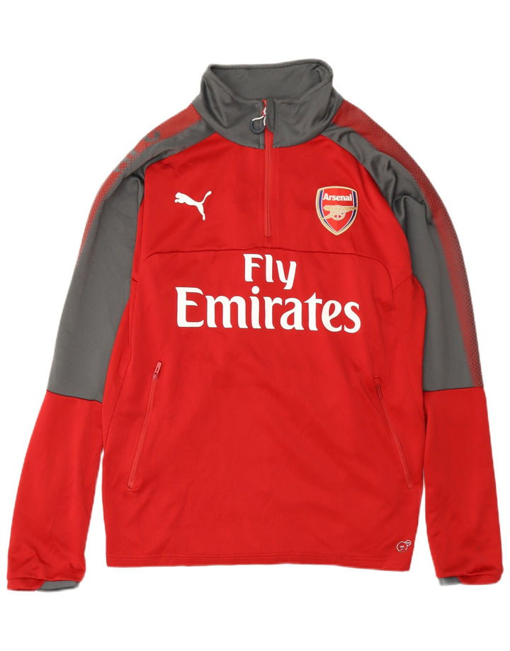 Puma Uomo Arsenal Graphic Pullover Tuta da ginnastica Top Large Rosso Colourblock