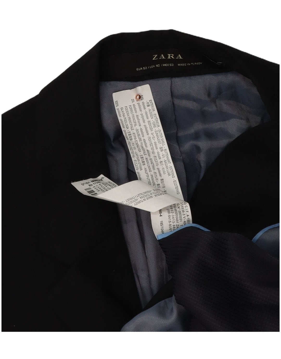 Giacca blazer a 2 bottoni da uomo Zara EU 52 grande viscosa nera