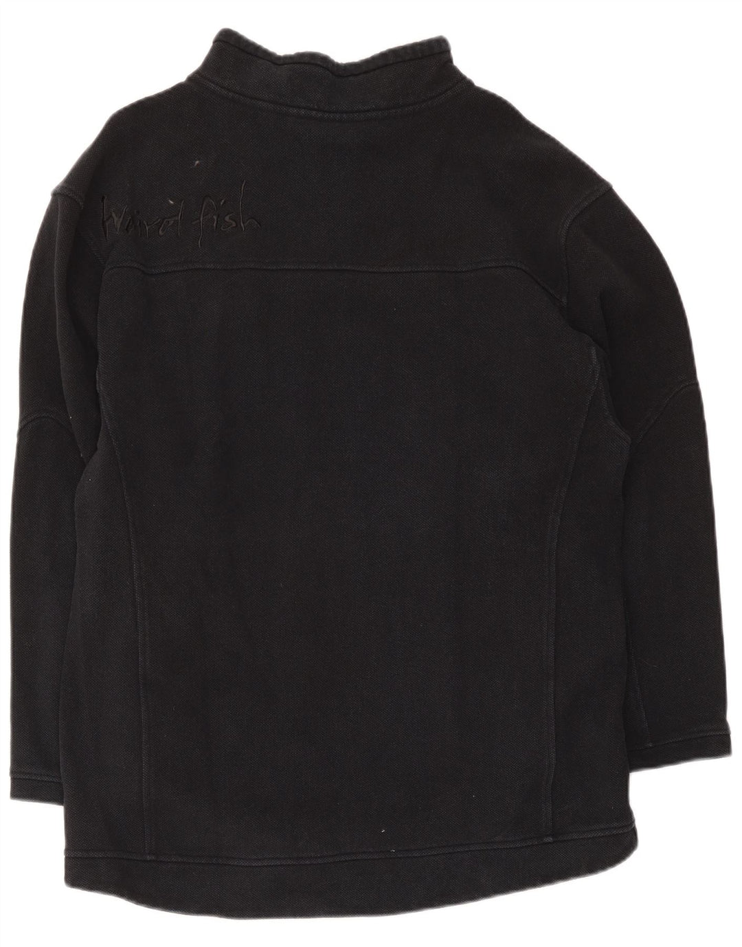 Felpa con zip grafica da uomo Weird Fish, maglione grande, cotone nero