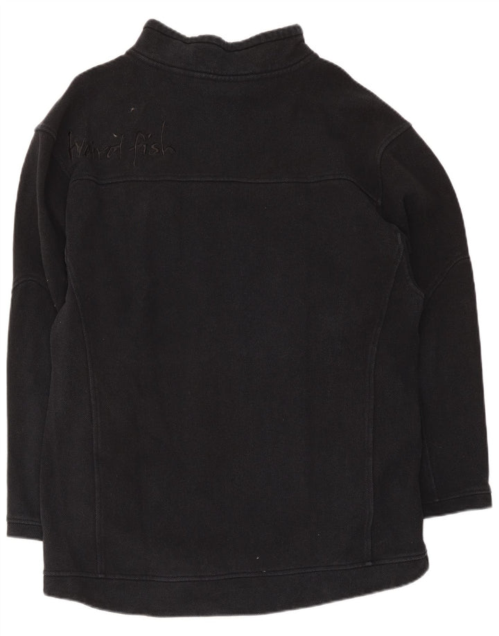 Felpa con zip grafica da uomo Weird Fish, maglione grande, cotone nero