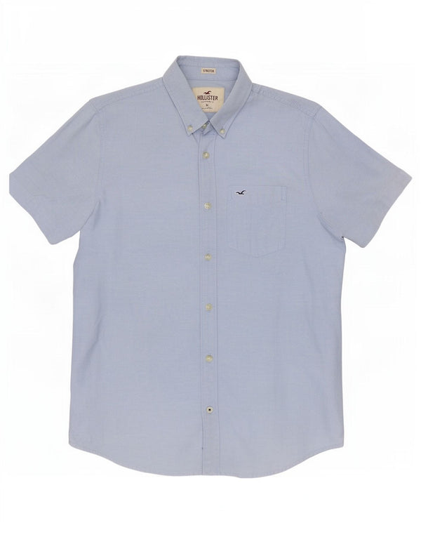 Camicia a maniche corte da uomo Hollister in cotone blu medio