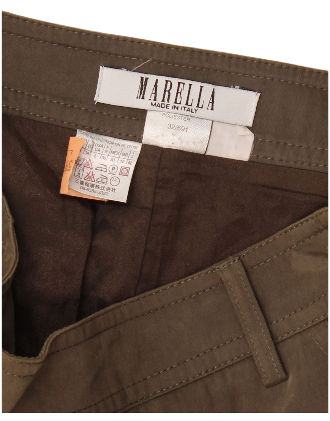 Gonna cargo da donna MARELLA UK 10 piccola W30 poliestere marrone