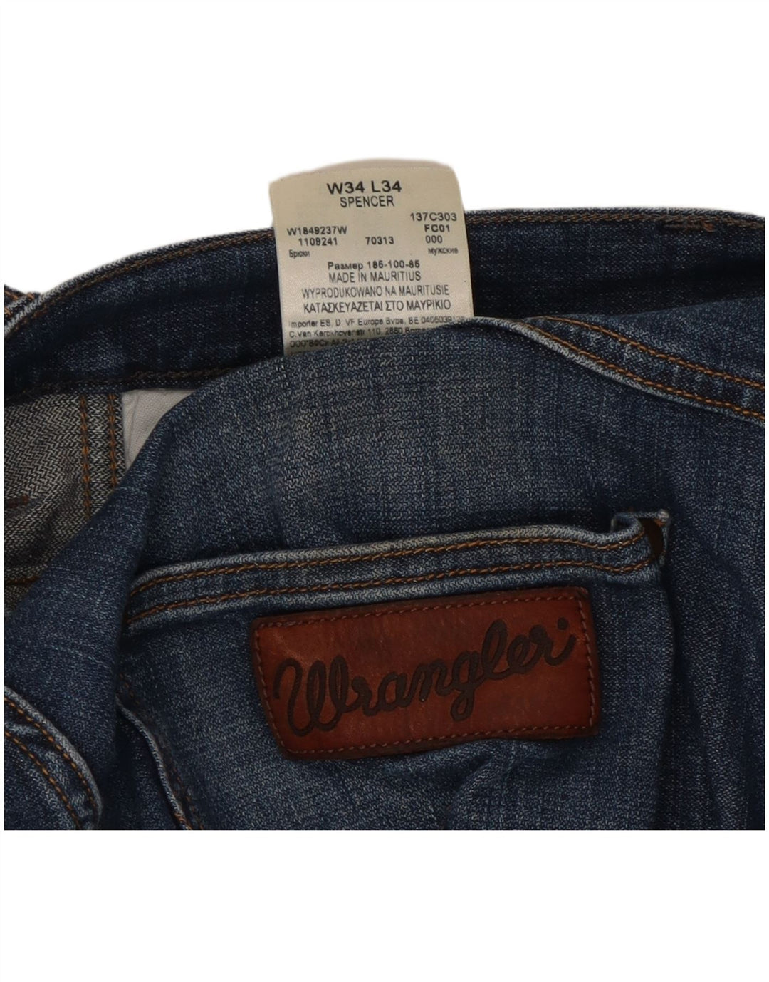 Jeans dritti da uomo Wrangler Spencer W34 L29 cotone blu
