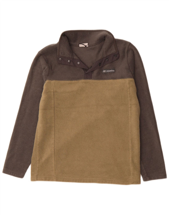 Maglione in pile da uomo Columbia con bottone e collo in poliestere color block beige medio