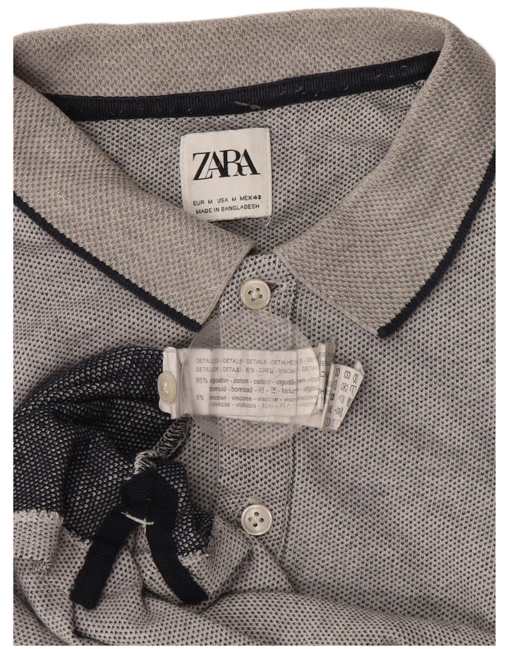 Polo da uomo Zara in cotone grigio medio