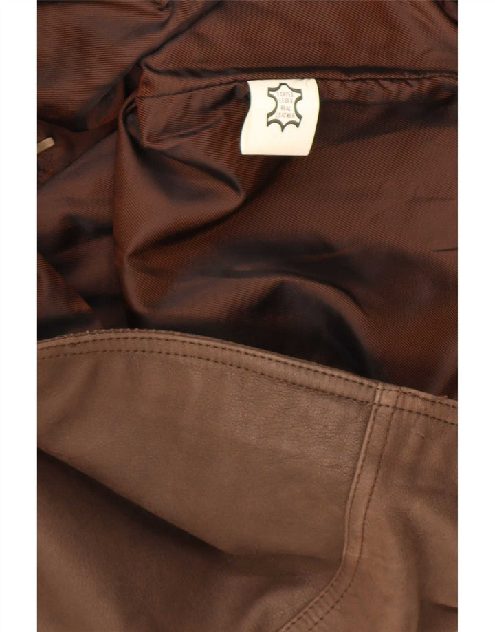 Gilet in pelle da uomo vintage IT 64 5XL Marrone