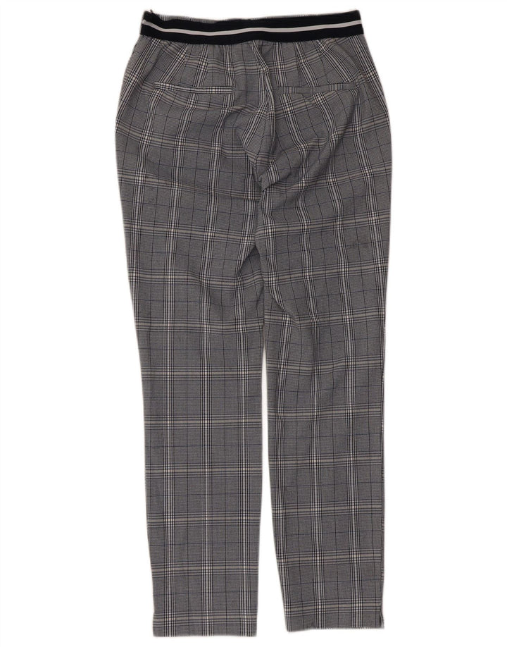 Pantaloni da abito slim da donna Zara medi W30 L27 poliestere a quadri grigi
