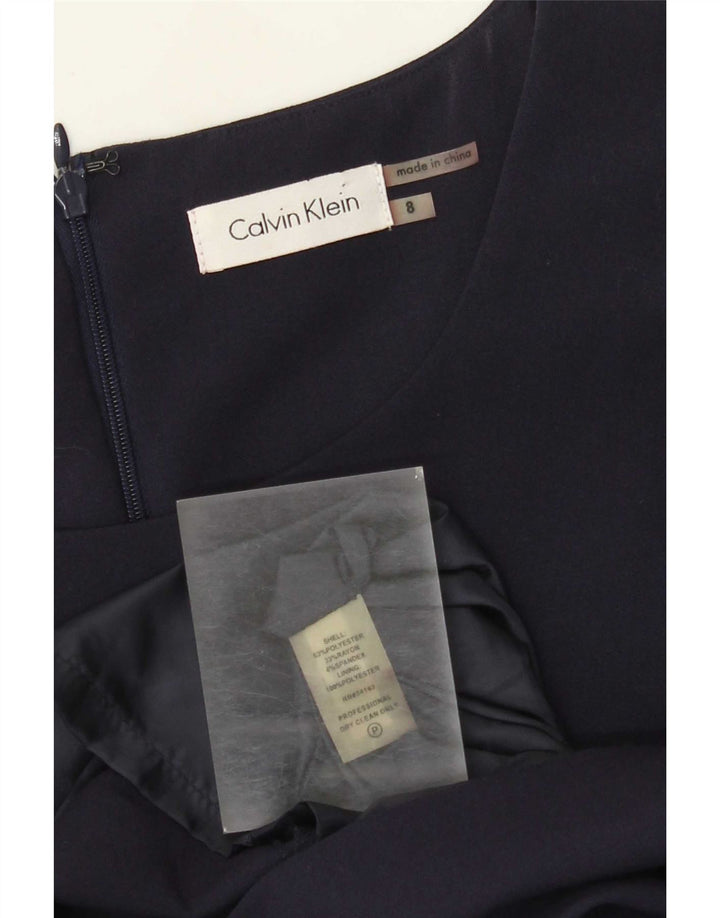 Abito tubino senza maniche da donna Calvin Klein US 8 poliestere blu navy medio