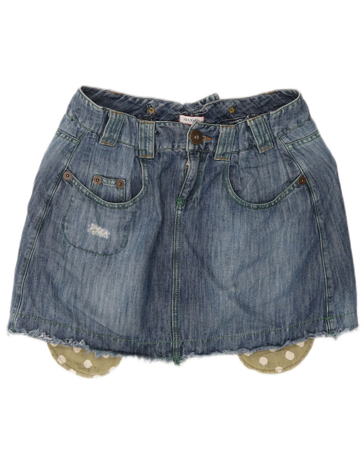 Max&Co. Mini gonna in denim da donna UK 16 grande W32 cotone blu