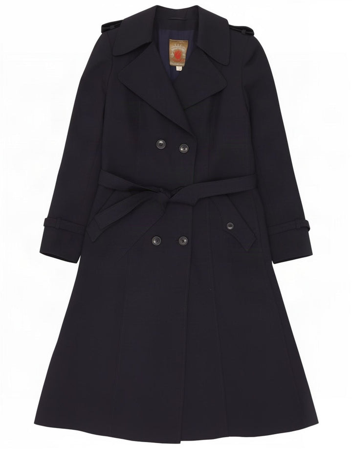 Impermeabile doppiopetto vintage da donna IT 46 Large Blu navy