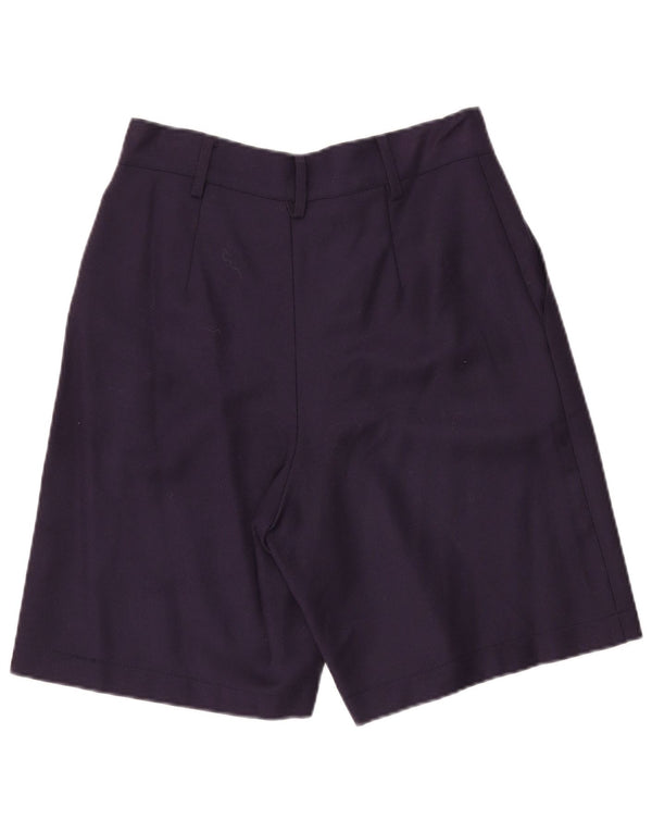 Pantaloncini casual a vita alta da donna vintage IT 46 Large W28 Lana blu navy