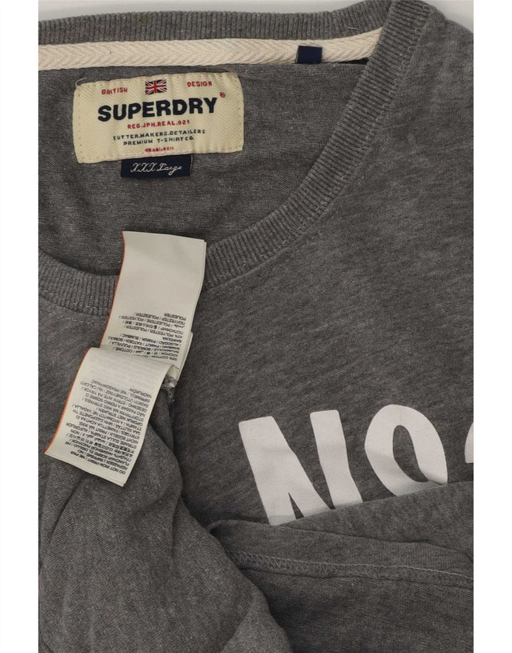 Top grafico da uomo a maniche lunghe Superdry 3XL in cotone grigio