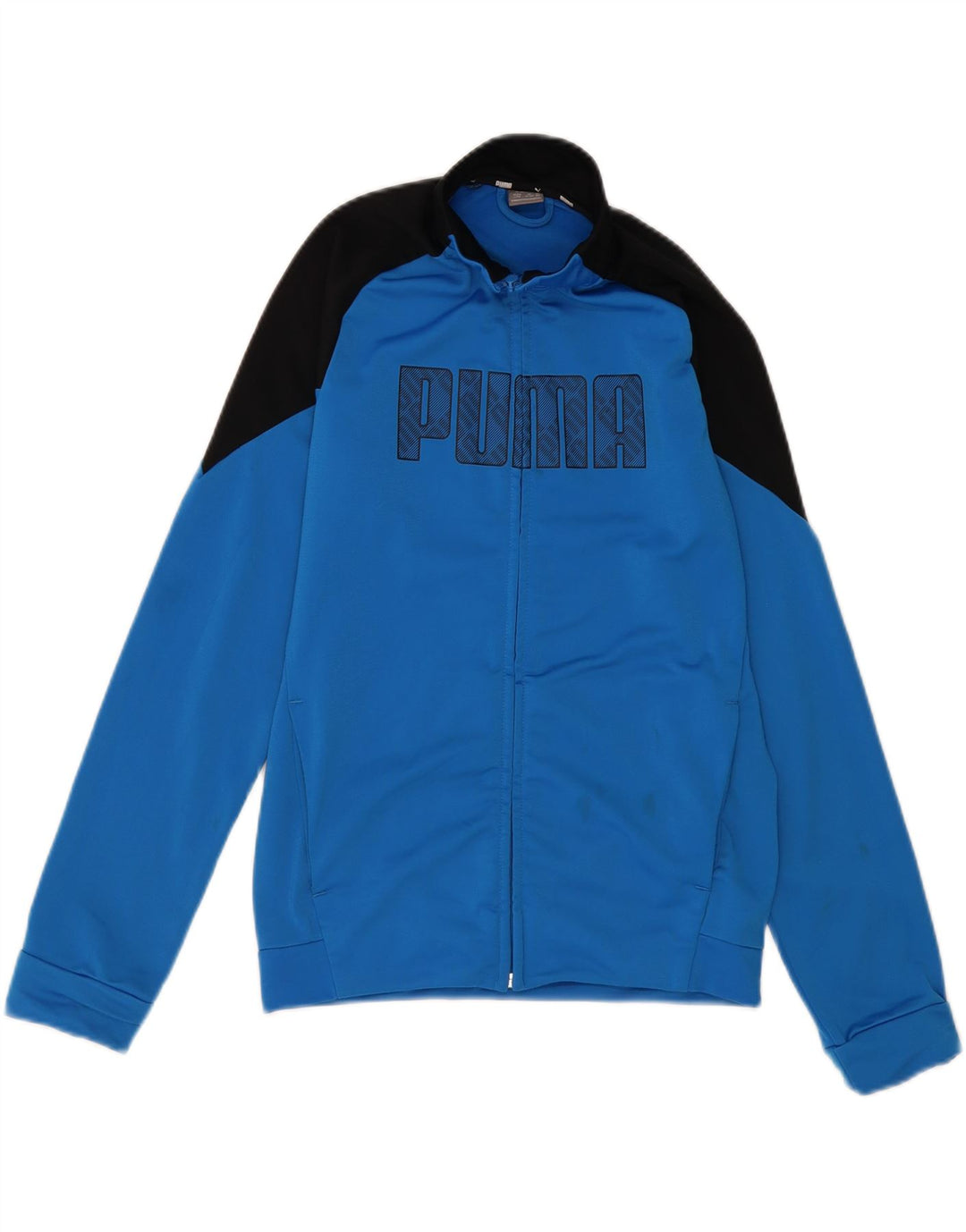 PUMA Boys Graphic Tracksuit Top Jacket 13-14 Years  Blue Colourblock