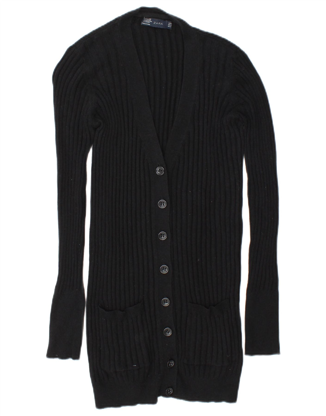 Maglione cardigan da donna Zara UK 14 cotone nero medio
