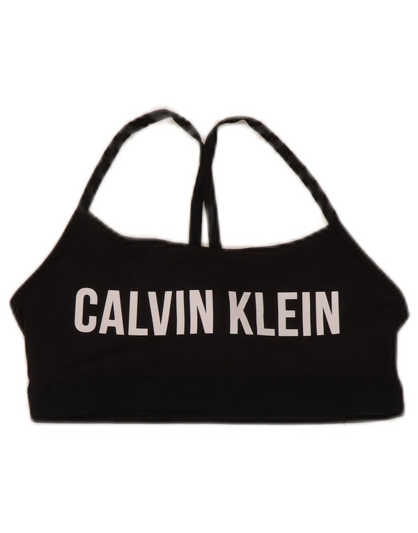 CALVIN KLEIN Reggiseno sportivo grafico da donna Top UK 8 Small Nero