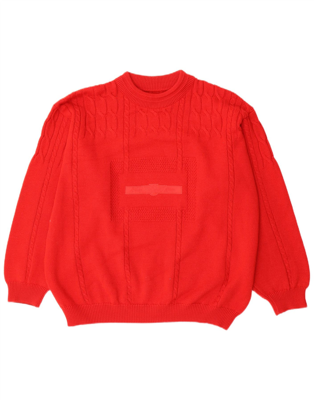 Maglione maglione girocollo da uomo vintage in lana rossa XL