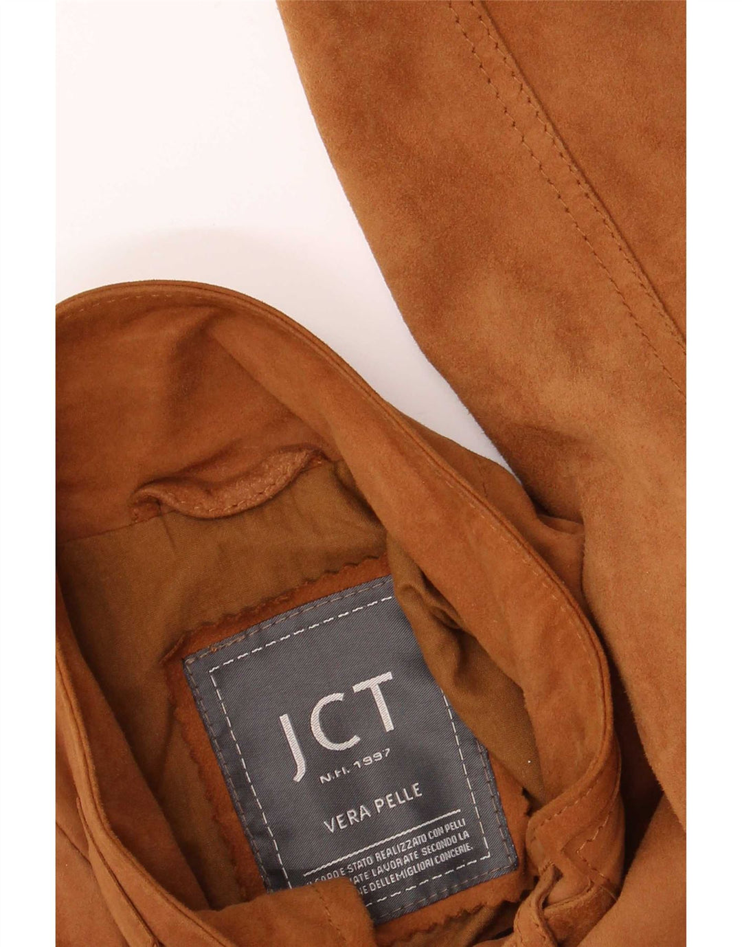 Giubbotto bomber vintage in pelle scamosciata con zip da uomo UK 38 in pelle marrone medio