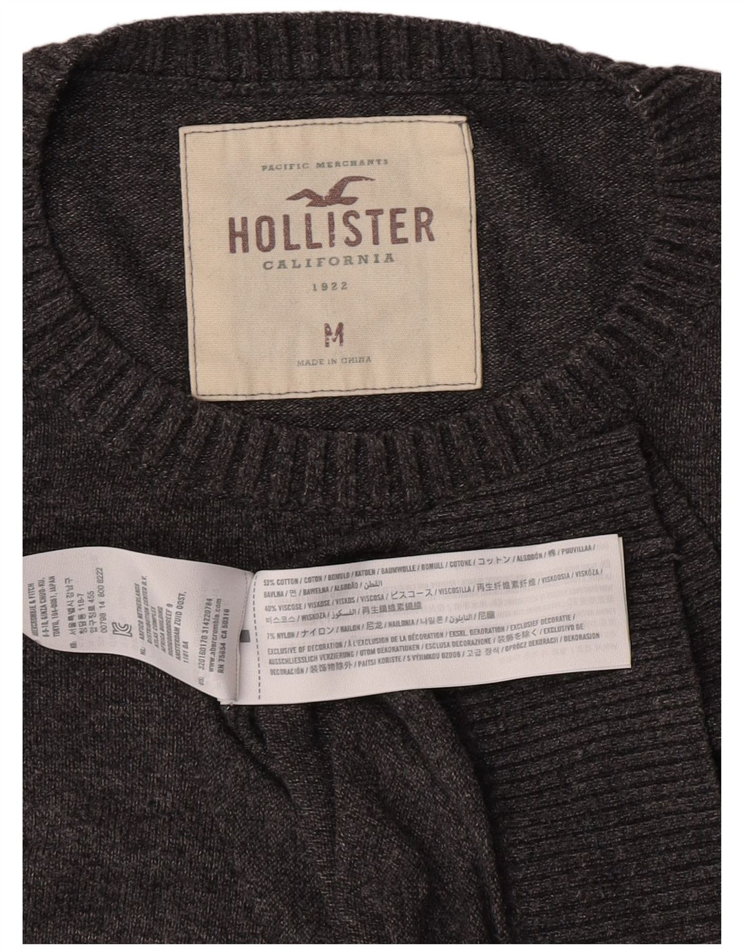 Maglione Hollister da uomo girocollo in cotone grigio medio