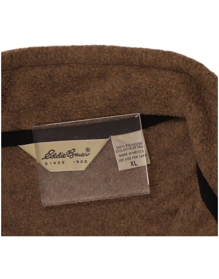 EDDIE BAUER Maglione in pile da uomo con zip e collo XL poliestere marrone