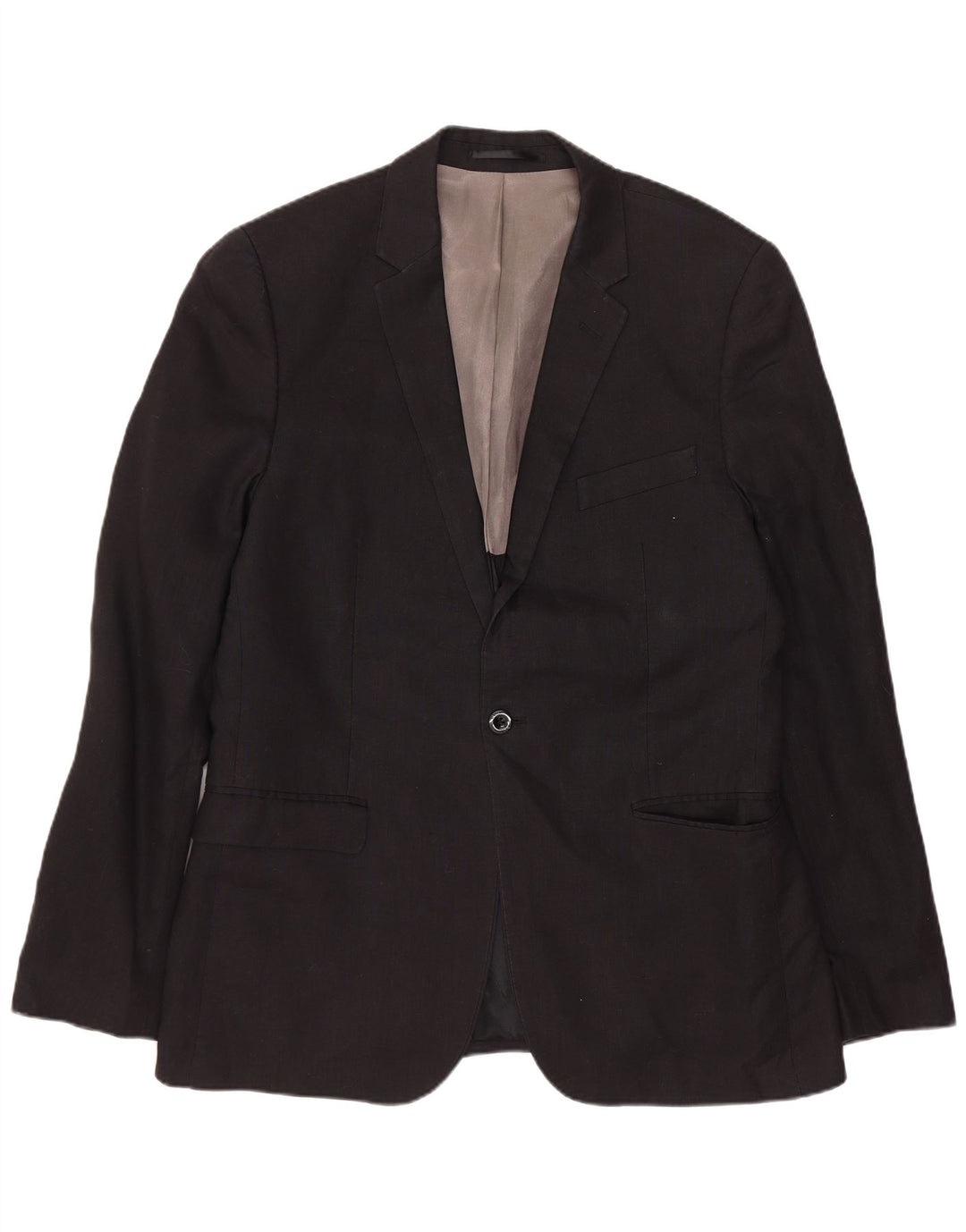 Giacca blazer da uomo DKNY slim fit a 1 bottone UK 40 grande lana nera