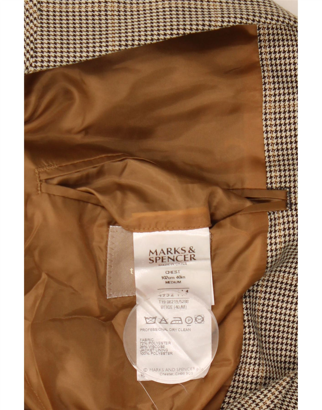 Giacca blazer a 2 bottoni da uomo Marks & Spencer UK 40 pied de poule marrone medio