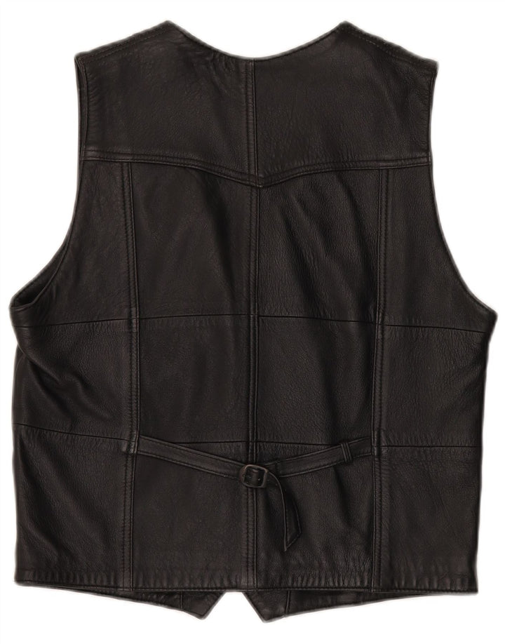 Gilet in pelle da uomo vintage IT 48 medio in pelle nera