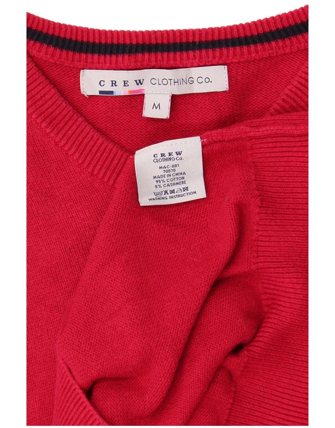Crew Clothing Maglione da uomo con scollo a V in cotone rosso medio
