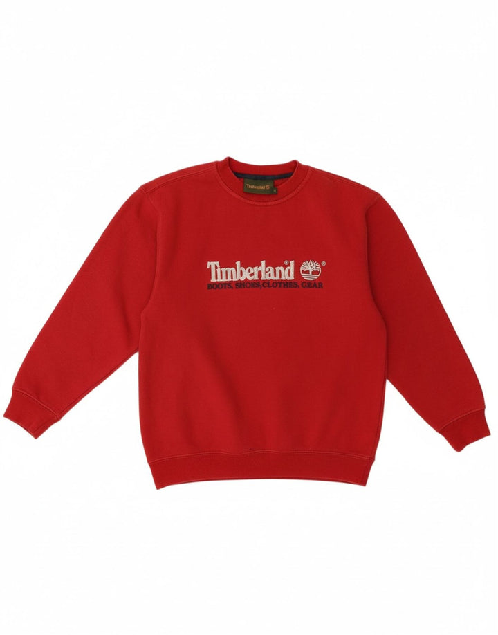 TIMBERLAND Boys Graphic Sweatshirt Jumper 9-10 Years Red Cotton