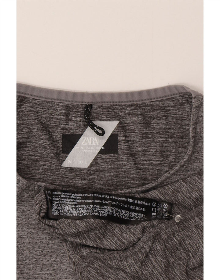 Top Zara da uomo a maniche lunghe XL grigio poliestere
