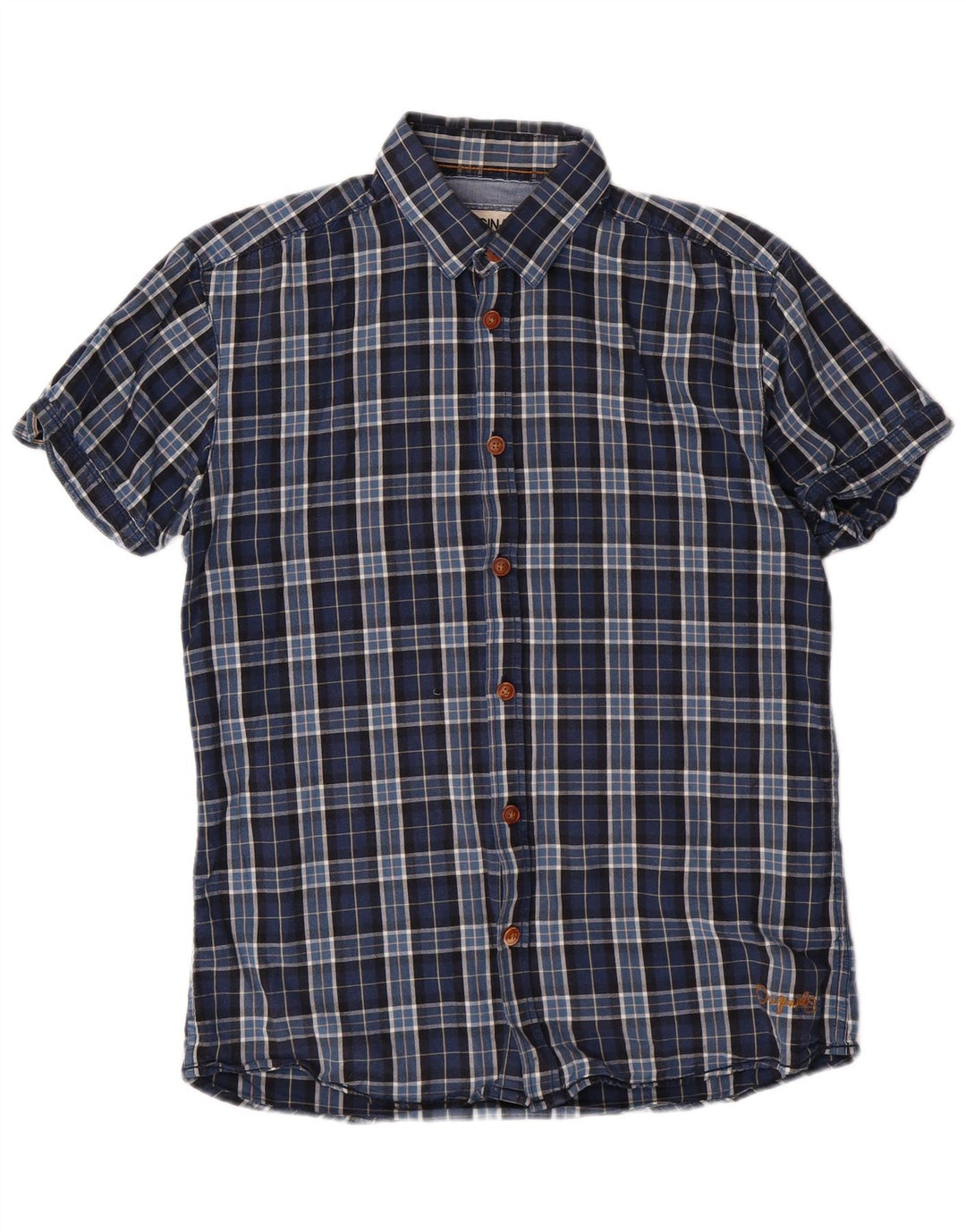 Camicia a quadri da uomo Jack & Jones in cotone a quadri blu medio