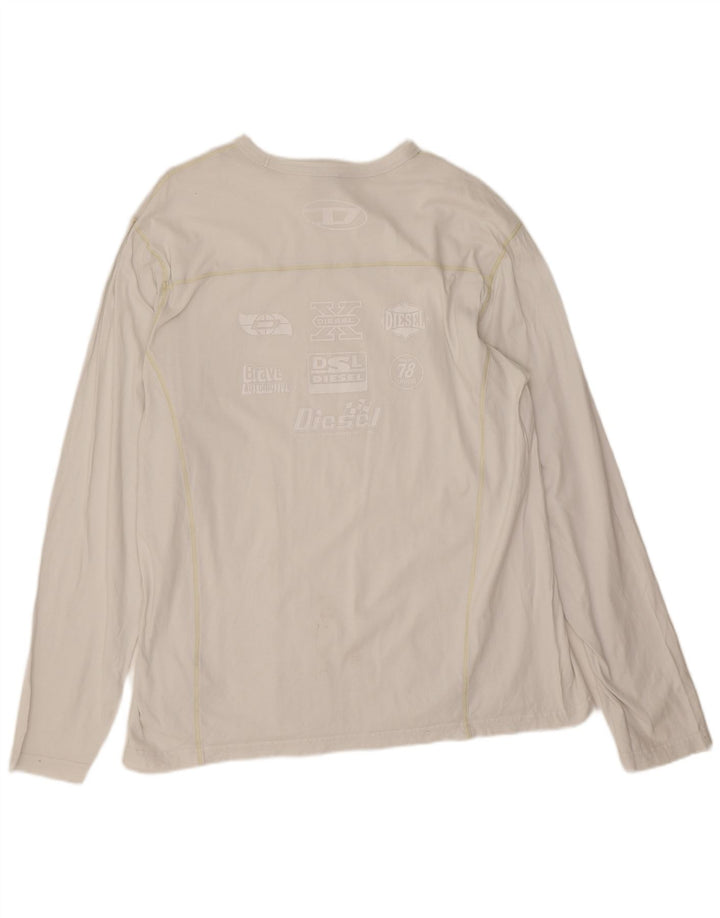 Diesel Top grafico da uomo a maniche lunghe 2XL cotone bianco