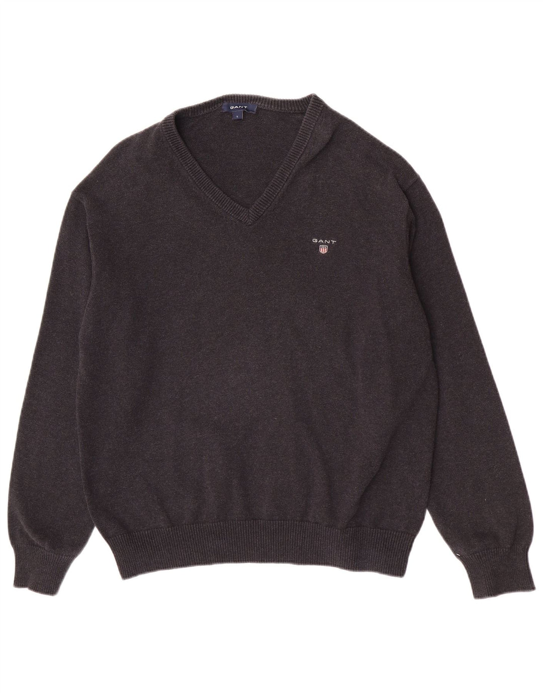 Gant Maglione da uomo con scollo a V grande in cotone grigio