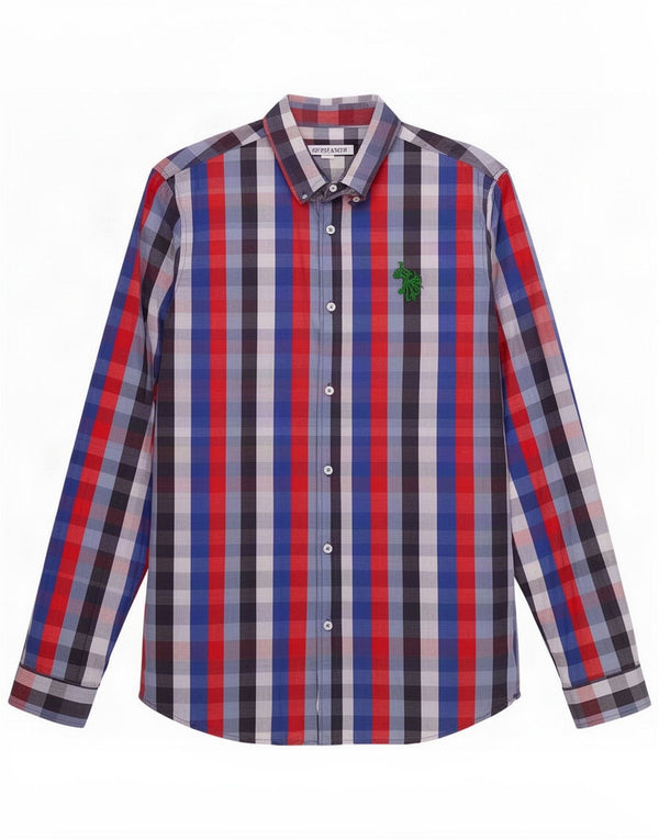 Polo Assn. Camicia da uomo in cotone a quadretti multicolore medio