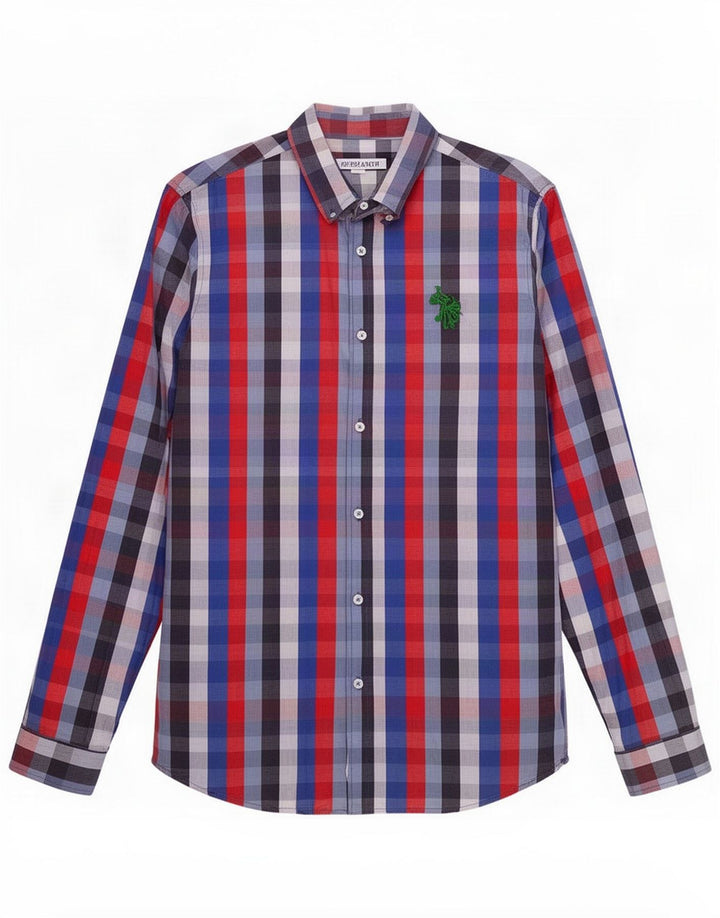 Polo Assn. Camicia da uomo in cotone a quadretti multicolore medio