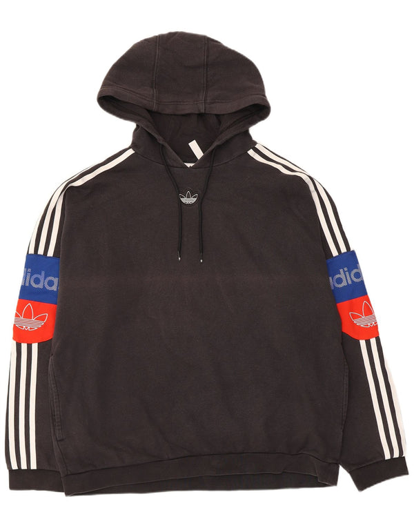 Felpa con cappuccio grafica da uomo Adidas, cotone medio nero