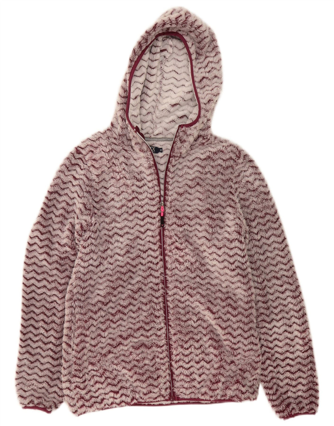 Giacca in pile con cappuccio da donna Avirex UK 12 Poliestere Chevron medio bordeaux