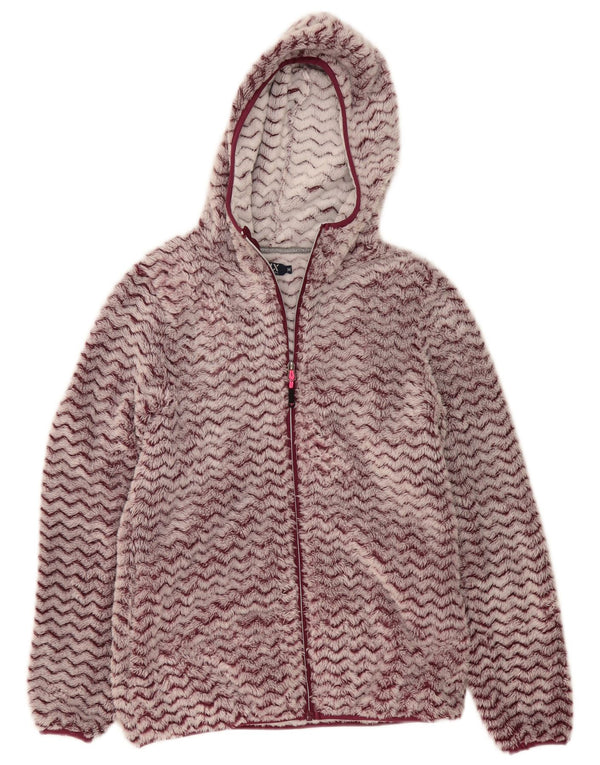 Giacca in pile con cappuccio da donna Avirex UK 12 Poliestere Chevron medio bordeaux