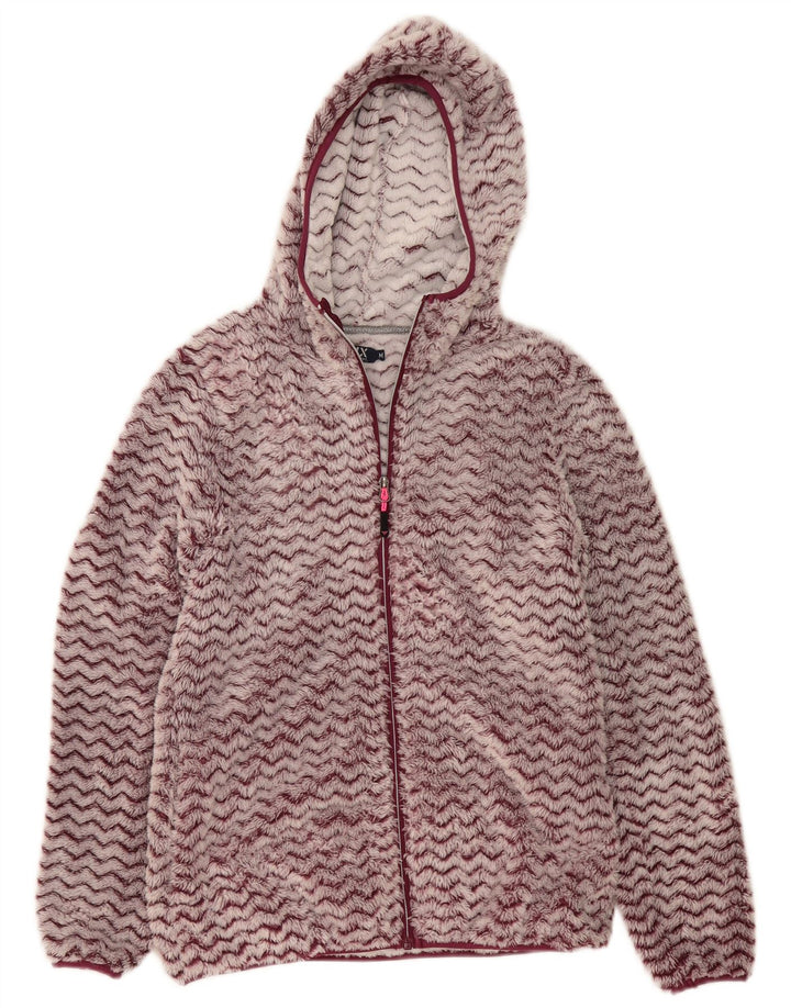 Giacca in pile con cappuccio da donna Avirex UK 12 Poliestere Chevron medio bordeaux