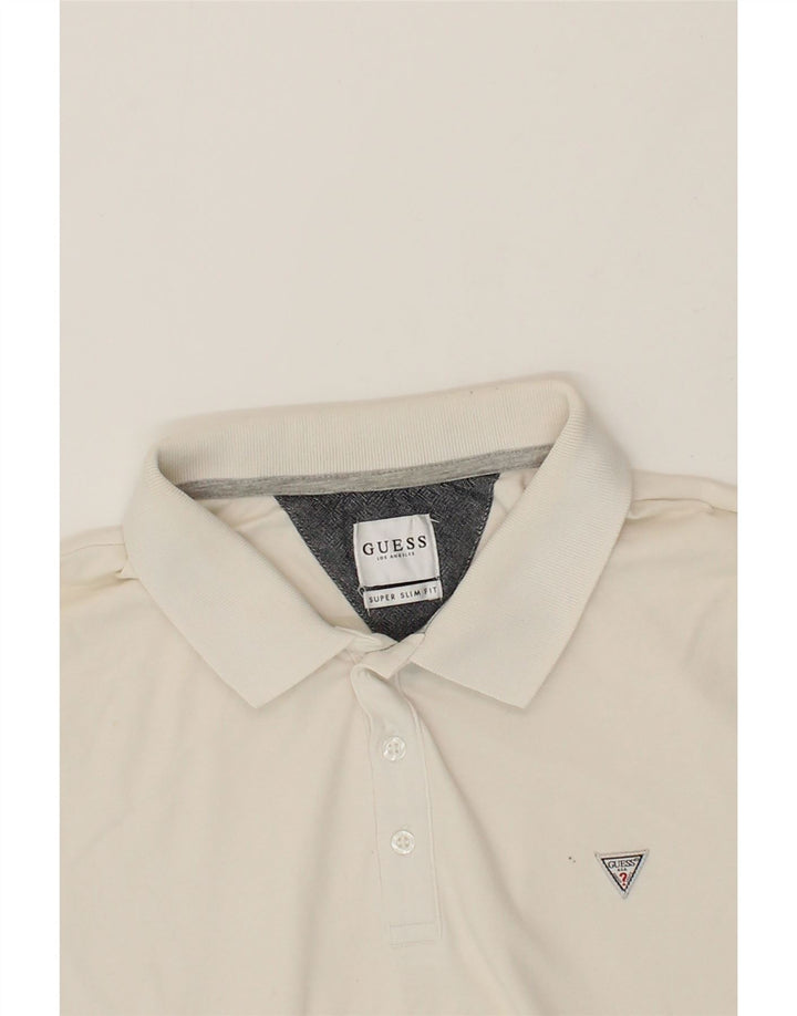 GUESS Mens Slim Fit Polo Shirt XL White Cotton Vintage Guess and Second-Hand Guess from Messina Hembry 
