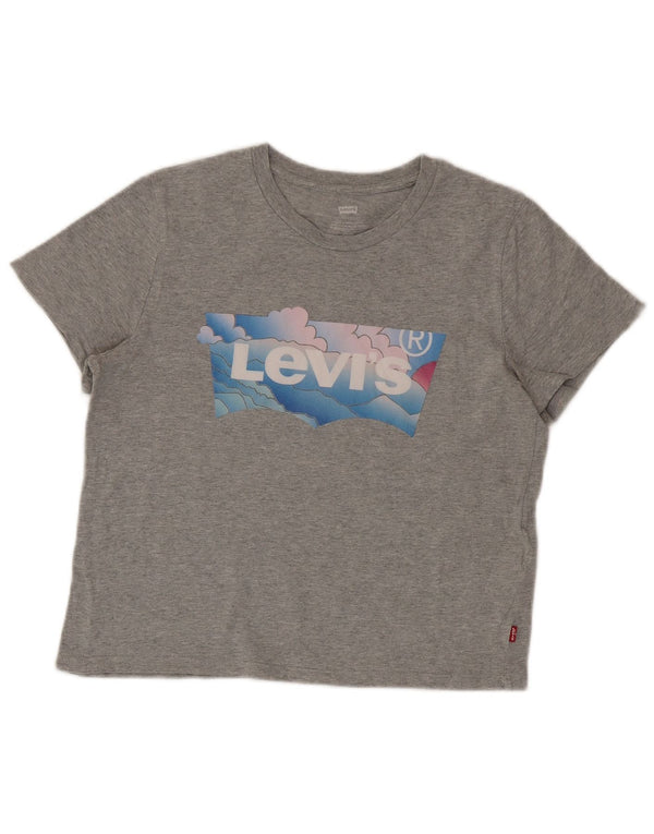 T-shirt grafica corta da donna Levi's UK 10 piccola in cotone grigio