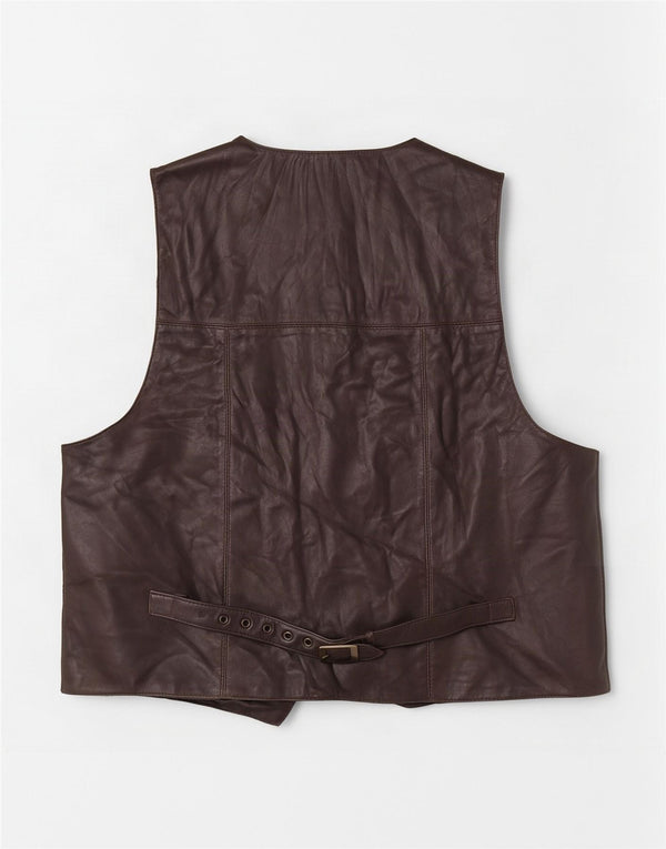 Gilet in pelle da uomo vintage marrone medio