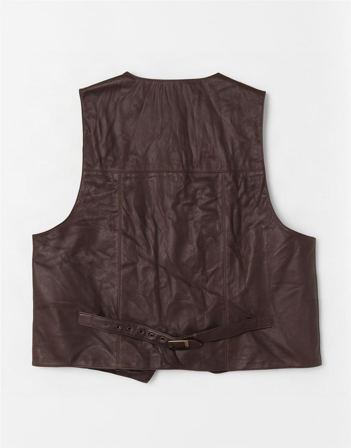 Gilet in pelle da uomo vintage marrone medio