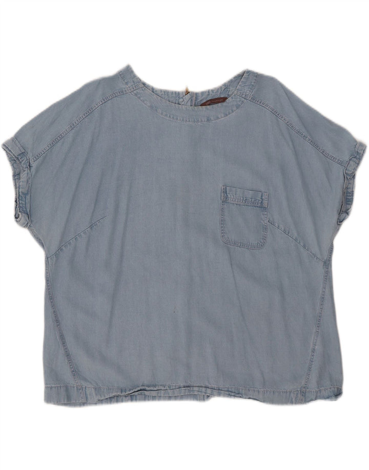 MARKS & SPENCER Camicetta di jeans da donna Top UK 20 2XL Lyocell blu