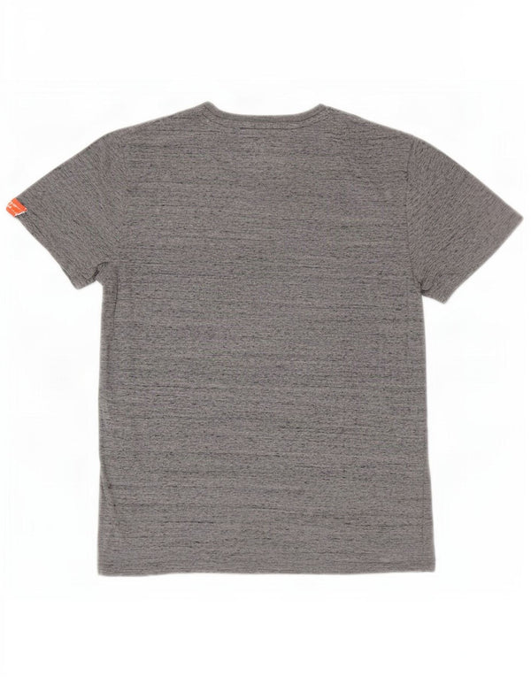 T-shirt da uomo Superdry Top Small in cotone chiazzato grigio